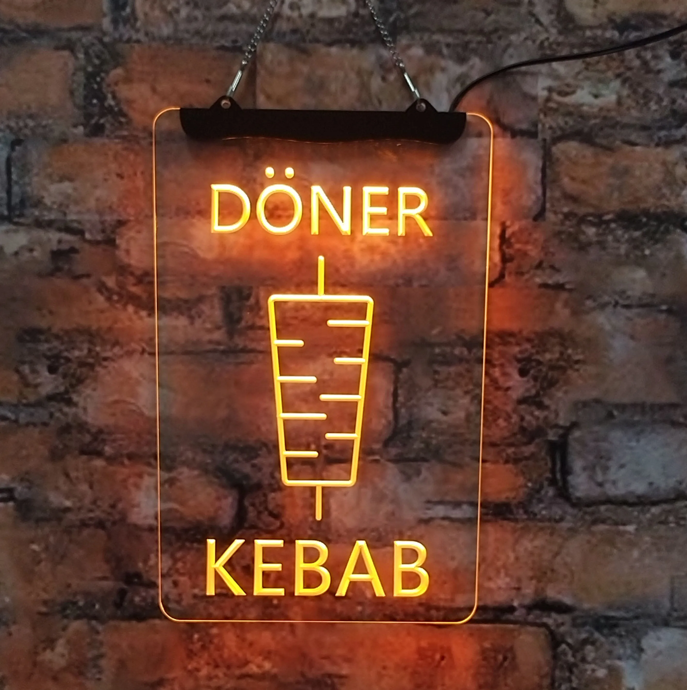 Dona Kebab Restaurant Cafe Neon Sign Acrylic Board Home Decoration Interior Wall Art Yellow 30*40 for Room Store Bar Party Gift