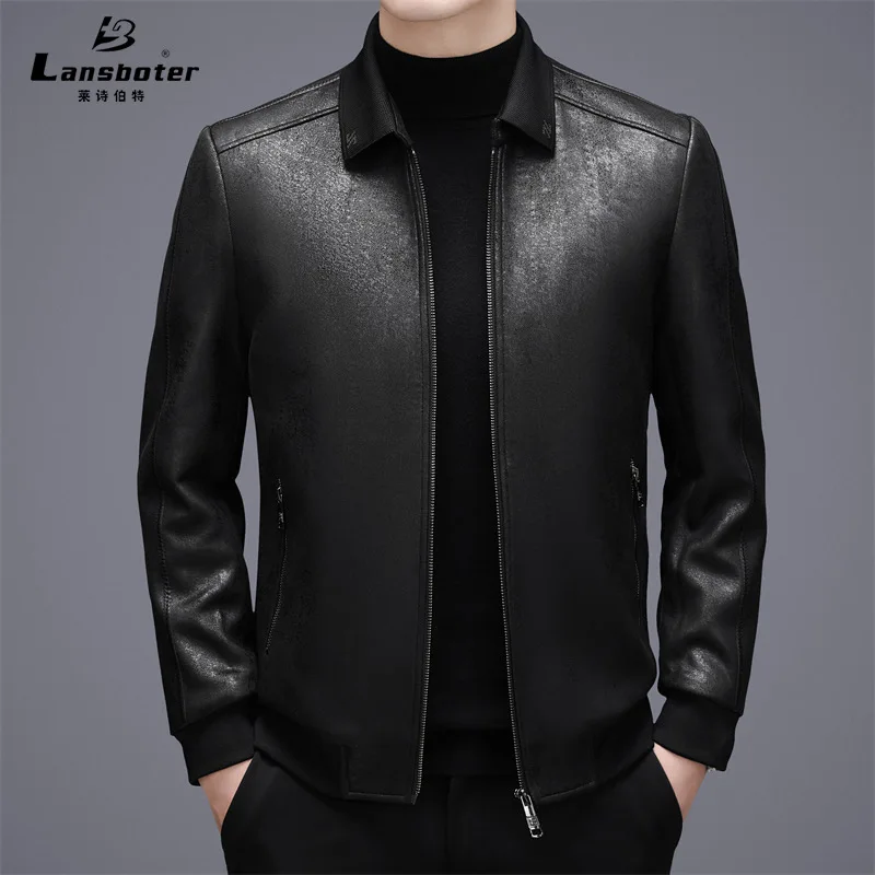 

Fashion brand men's leather jackets, cotton-enriched thickened leather jackets, new autumn-winter men's casual leather jackets