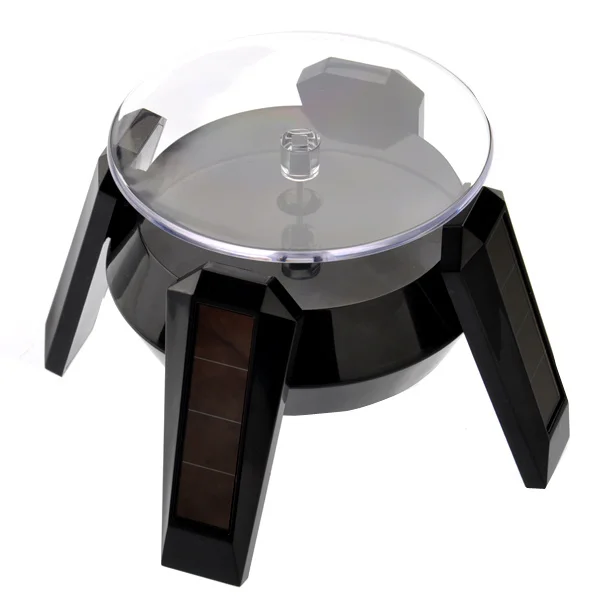 

4 Built-in Solar Panels Black Rotating Display Turntable 360-Degree Solar Display Stand for Cell Phones Watches Jewelry
