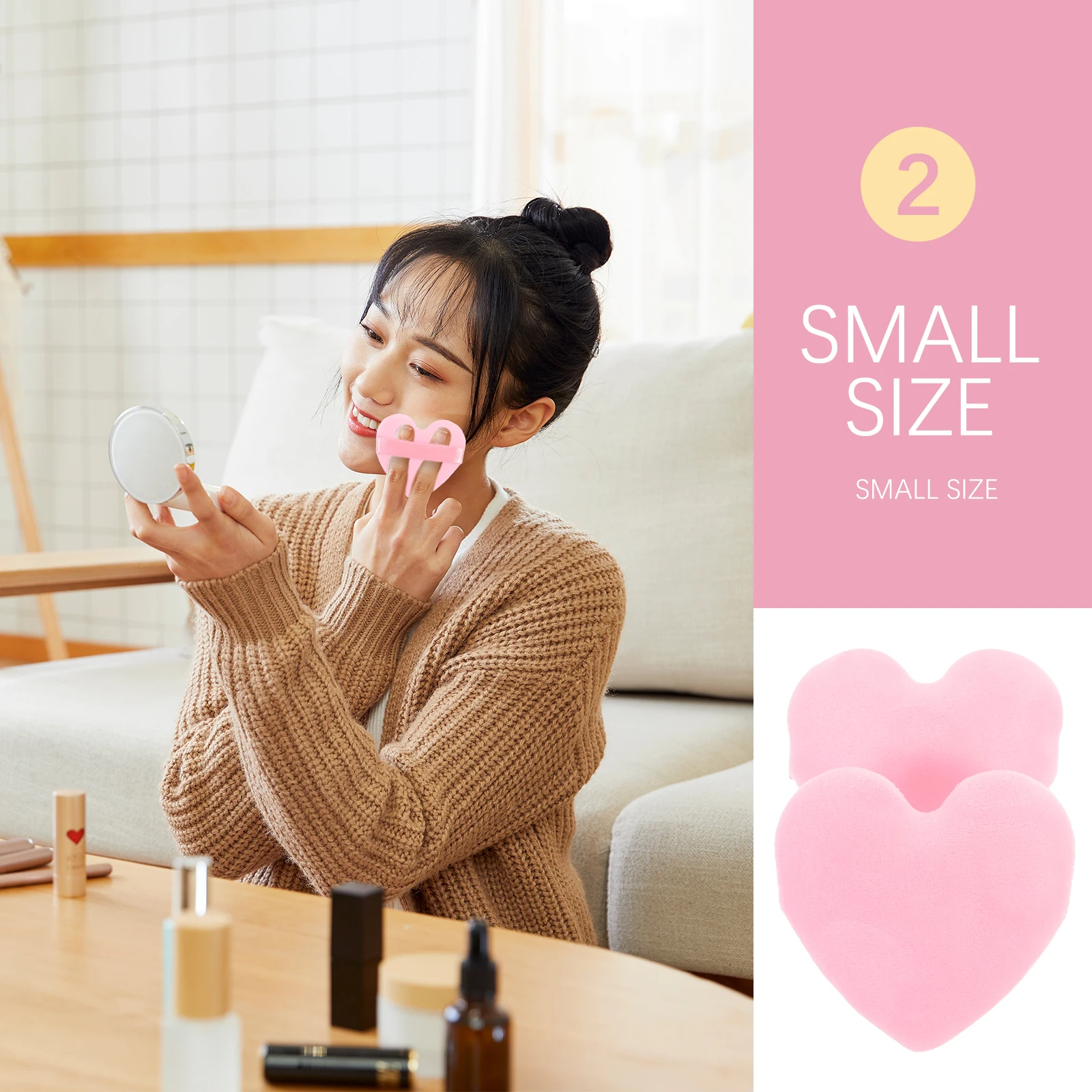 Bouffée de maquillage en forme de cœur, 6 pièces, Texture Fine, beauté pour fond de teint en poudre pour le visage, crème d'isolation pour femmes, peau sensible, sûre