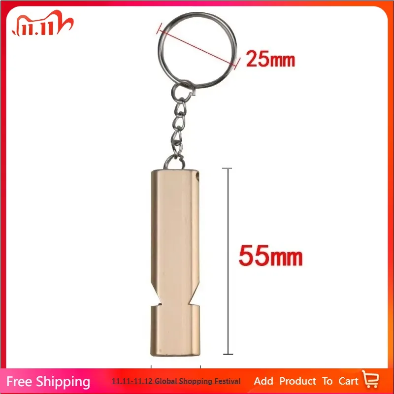 

Flat Aluminum Alloy Dual Frequency Survival Whistle Double Tube EDC Outdoor Survival Equipment Compact Portable Signal Device