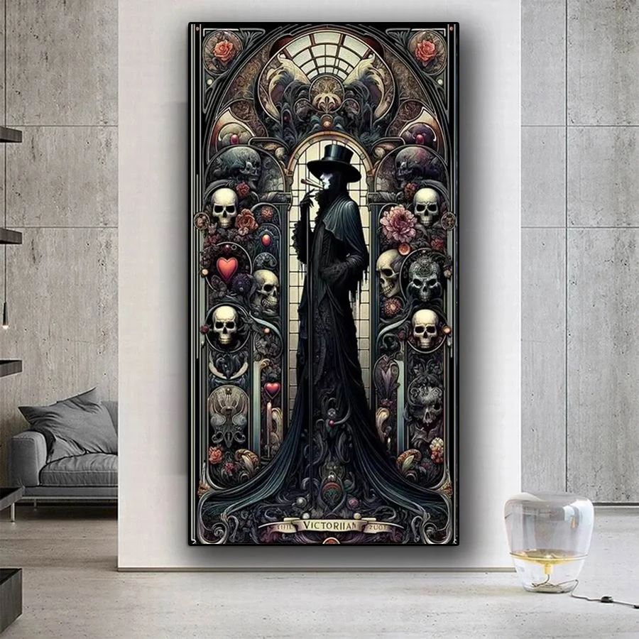 Fullcang Large Size Diamond Painting Kits Vampire Skull New Diy Full Square Round Drill Mosaic Embroidery Picture Wall Decor