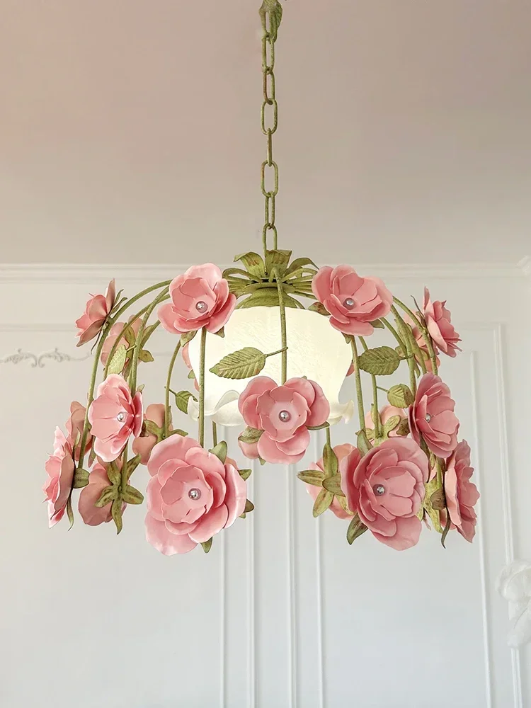 French Garden Rose Chandelier Restaurant Retro Creative Bedroom Lamps Hallway Bay Window Balcony