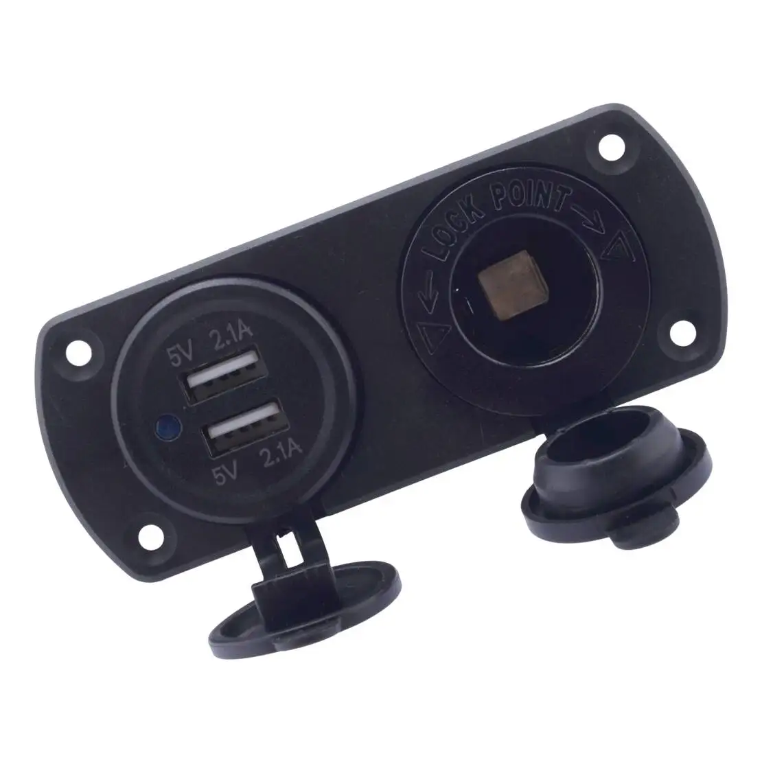 12V Dual USB Car Cigarette Lighter Outlet Socket Charger With Fuse Panel Mount