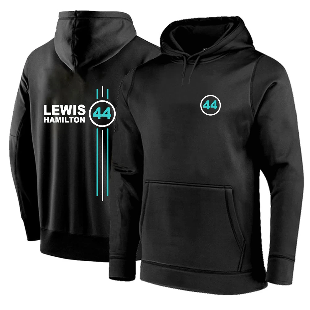 2025 F1 driver lewis hamilton number 44 men's solid color hooded sweater jacket fashion leisure sports hooded pullover top.