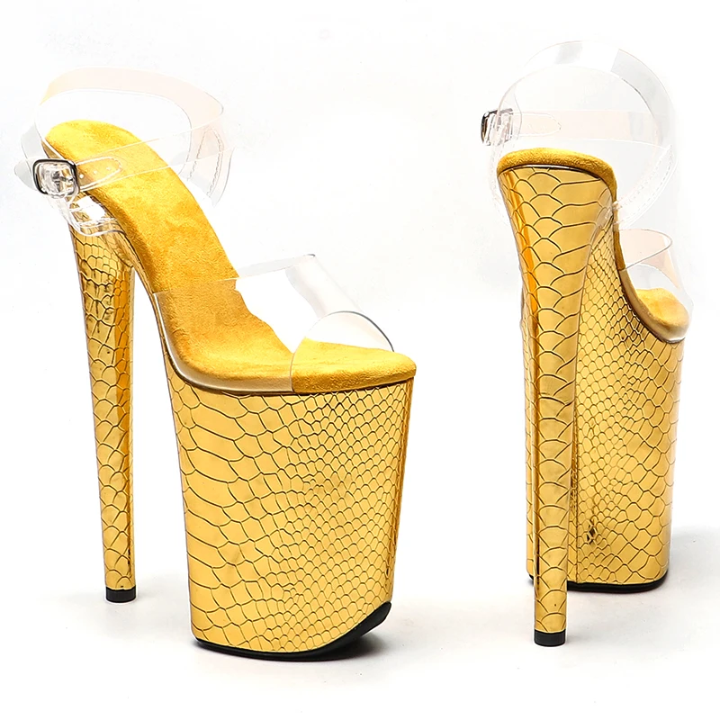 Leecabe 23CM/9inches  PVC upper fashion trend exotic sexy romantic snake  Platform   High Heels Sandals Pole Dance shoes