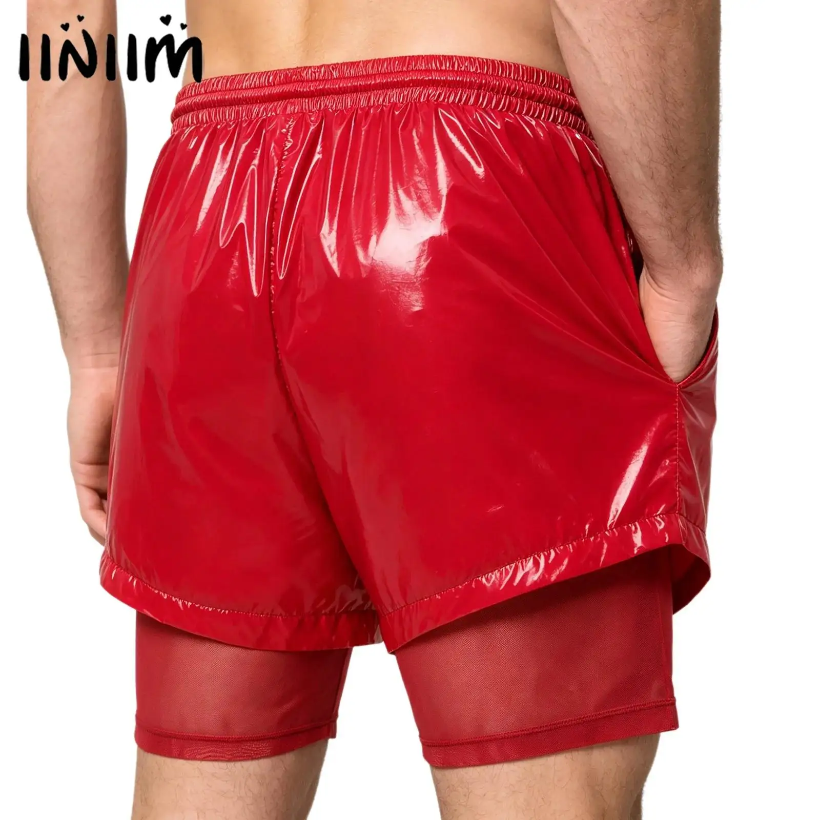 

Swimwear Men's 2-in-1 Double Layer Swim Shorts with Liner Quick Dry Swimming Trunk with Pockets for Water Activities Swimsuit