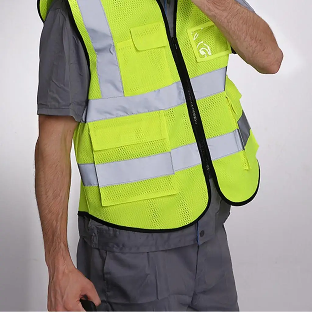 Fluorescent Reflective Pocket Vest High Visibility Work Accessory Safety Jacket for Motorcycle and Traffic