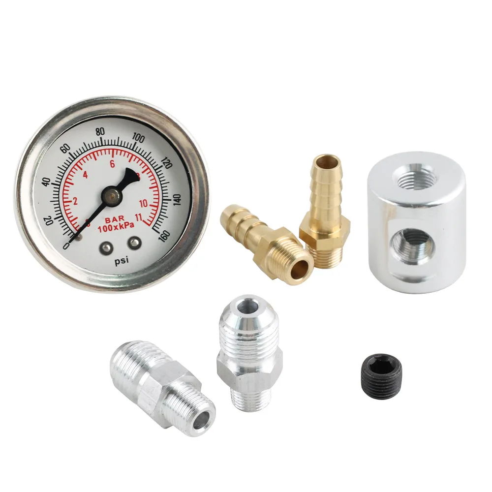 ELING Newest Universal Hydraulic Fuel Pressure Gauge 0-160PSI 0-11Bar 1/8 NPT Adapter for Car Boat Yacht Truck