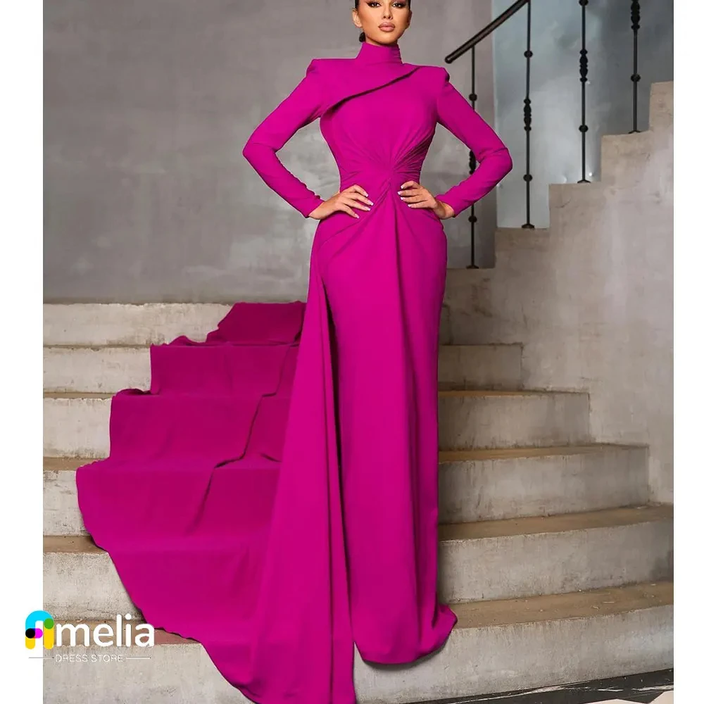 

Amelia Dubai A-Line High Neck Prom Dress Floor Length With Full Sleeves Evening Summer Elegant Party Dress For Women 2024