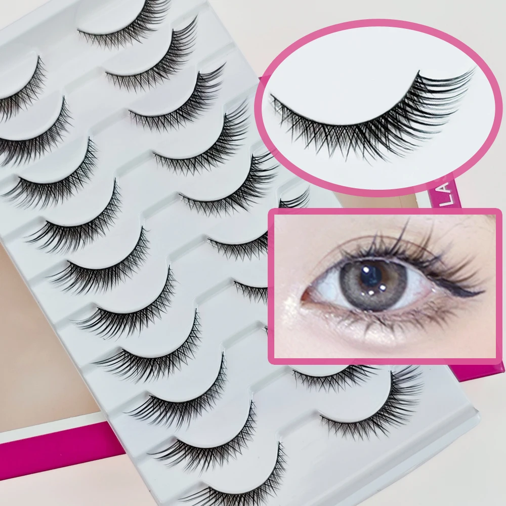 رموش Xuanfeiwu الطبيعية المائلة القصيرة من الأمام وطويلة من الخلف على شكل ثعلب، شريط كامل ممدود ذيل العين، شريط كامل رموش صناعية للحفلات ذات أداء مكياج خفيف واقعي، رموش عين القطة #1