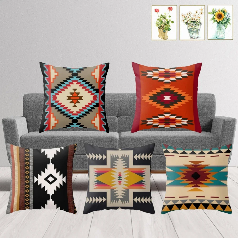 

Decorative Pillowcase Sofa Geometric Southwest Cushion Cover Aztec Print Ethnic Home Decor