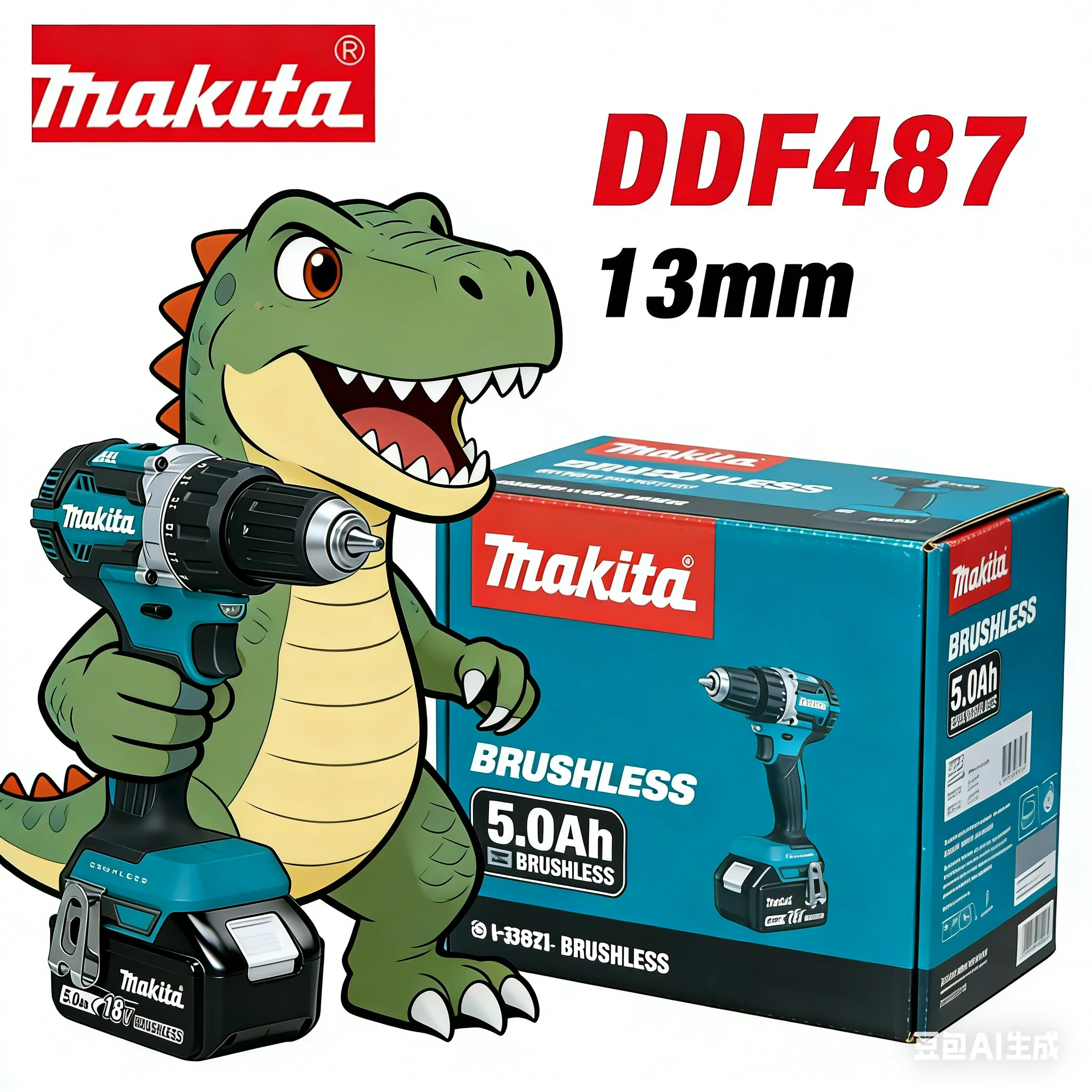 

Makita battery 13mm DDF487 brushless electric drill, suitable for five-rope impact drill of decoration team uses Suitable