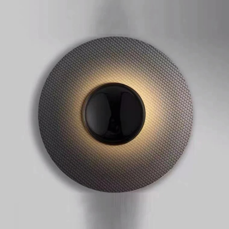 Postmodern Minimalist Rotundity Wall Lights Designer Iron Art LED Sconces Stair Hallway Living Room TV Background Circular Lamps