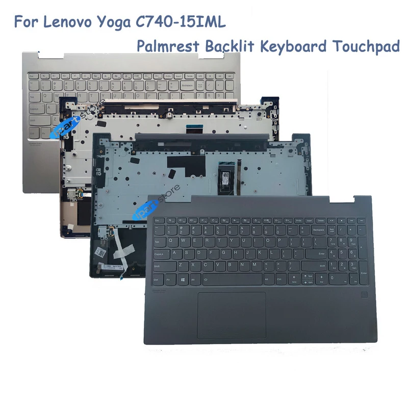 PP+  New For Lenovo Yoga C740-15IML Palmrest Backlit Keyboard Touchpad Gold/Iron Grey