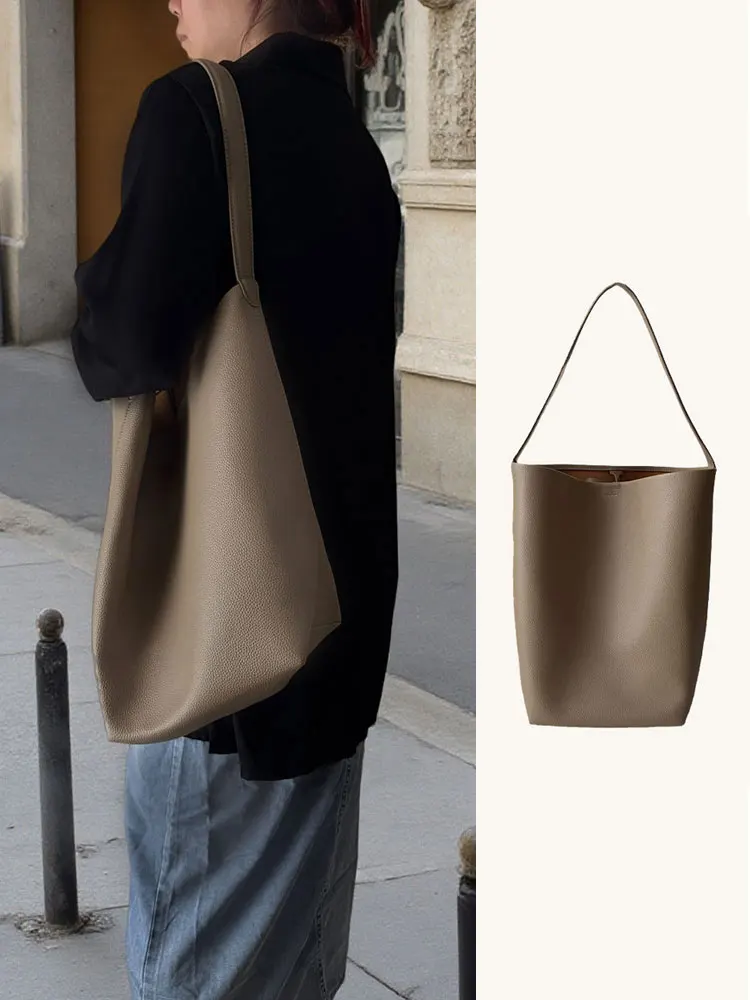 

Женская сумка-ведро из натуральной кожи, большая сумка-ведро из воловьей кожи с ленивым узором, новинка 2025 года, модная сумка для поездок на работу