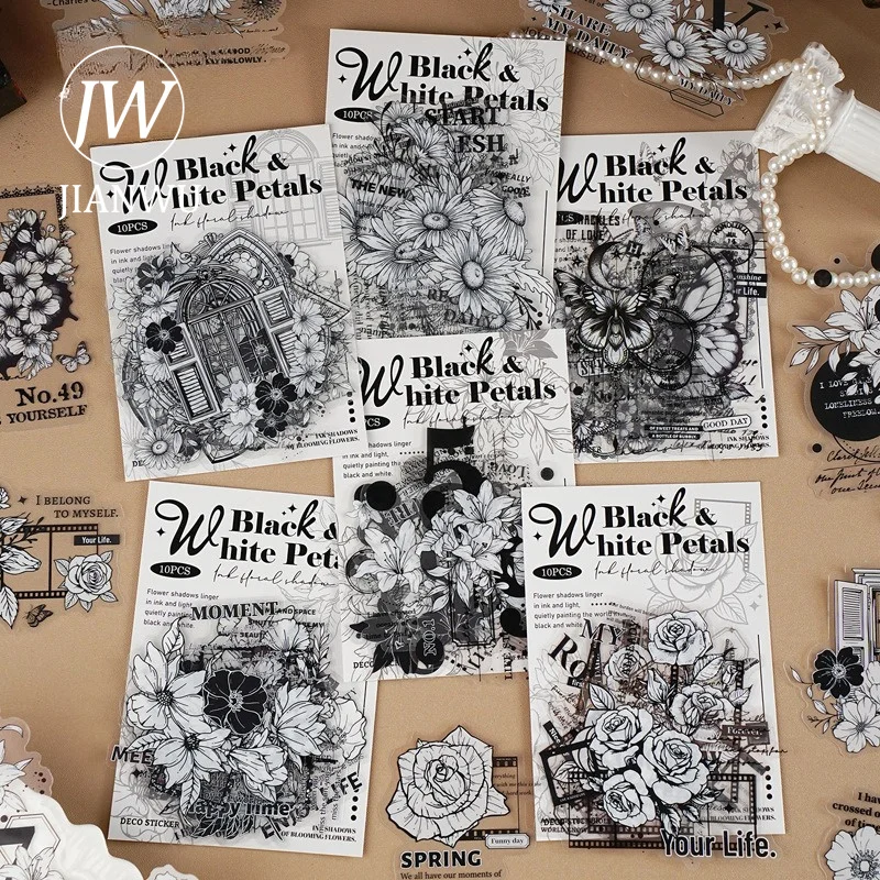 JIANWU Vintage Ink Flower Butterfly Window Landscape Material Collage Scrapbooking PET Sticker Creative DIY Journal Stationery