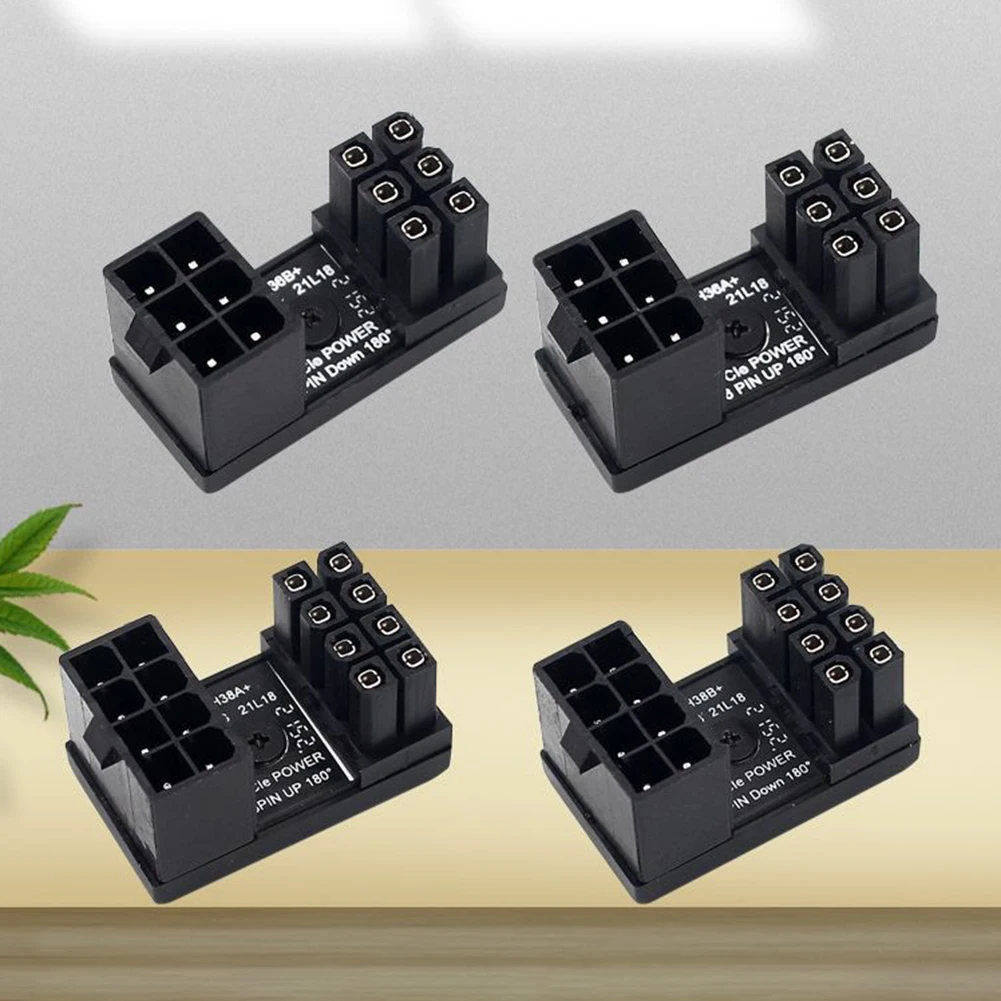 Turn Connector 6 Pin Power Adapter Board 180 Degree Angle GPU Power Connector for Desktops Graphics Card