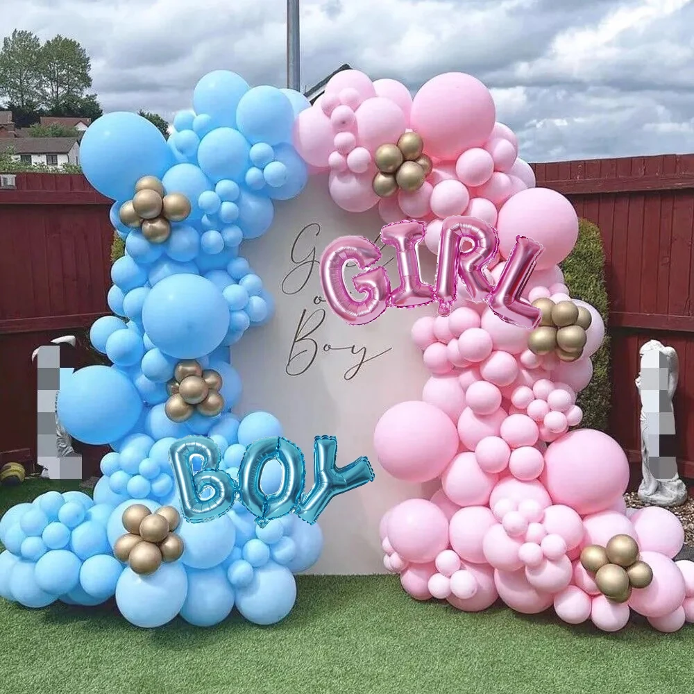 

138Pcs Macaron Pink Blue Balloon Garland Arch Kit Big Boy Girl Foil Globos Gender Reveal Baby Shower Birthday Party Decorations