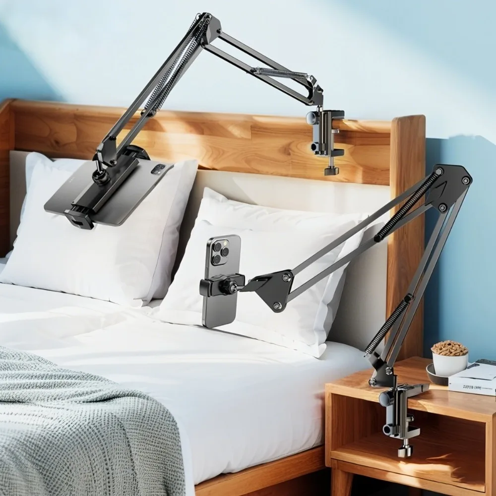 

Flexible Gooseneck Celphone Holder Hands Free Bed Mount Clip Stand for Watching TV Live Streaming in Bed Desktop Dorm