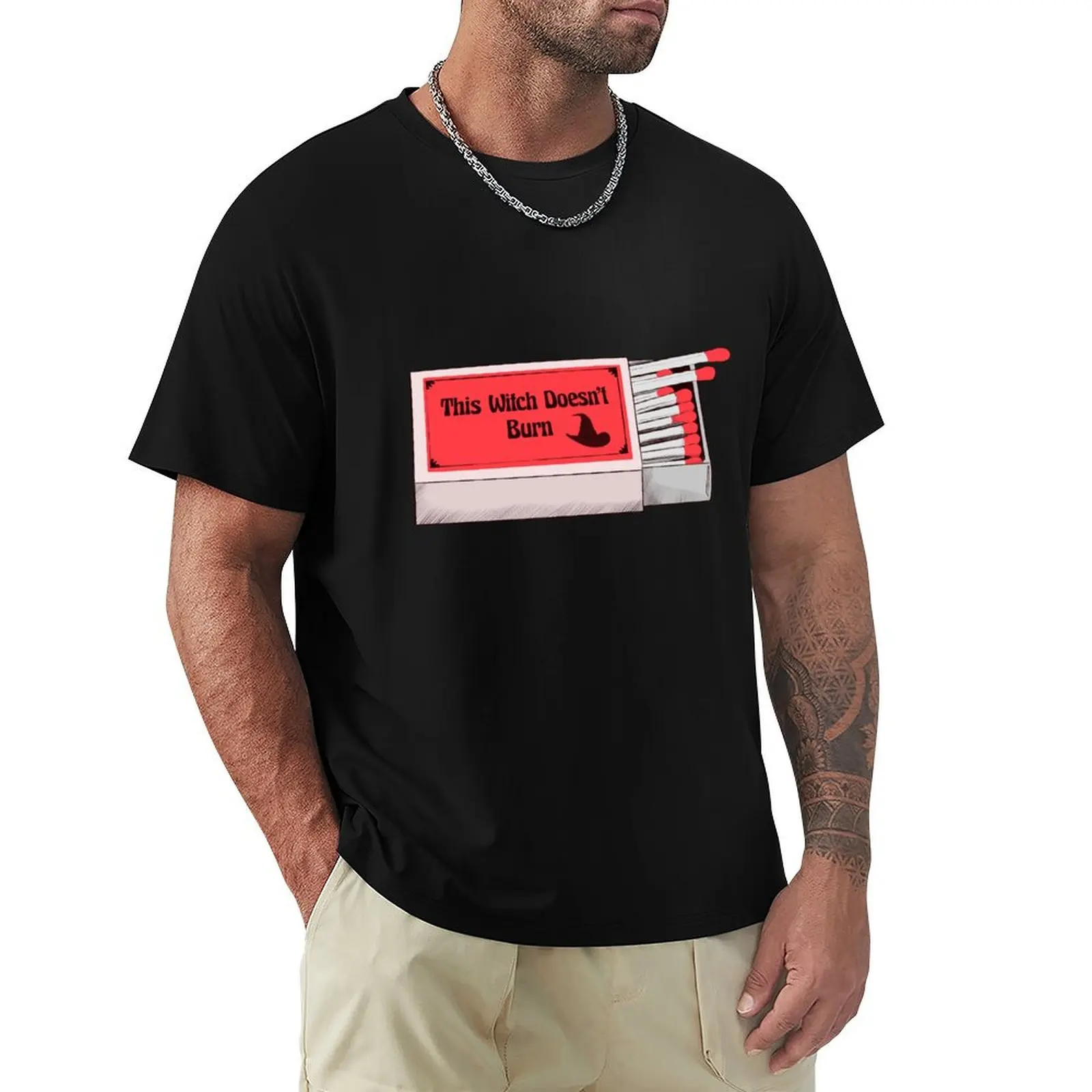 This Witch Doesn't Burn Matchbox T-Shirt Work Wear Short Sleeve T-Shirt