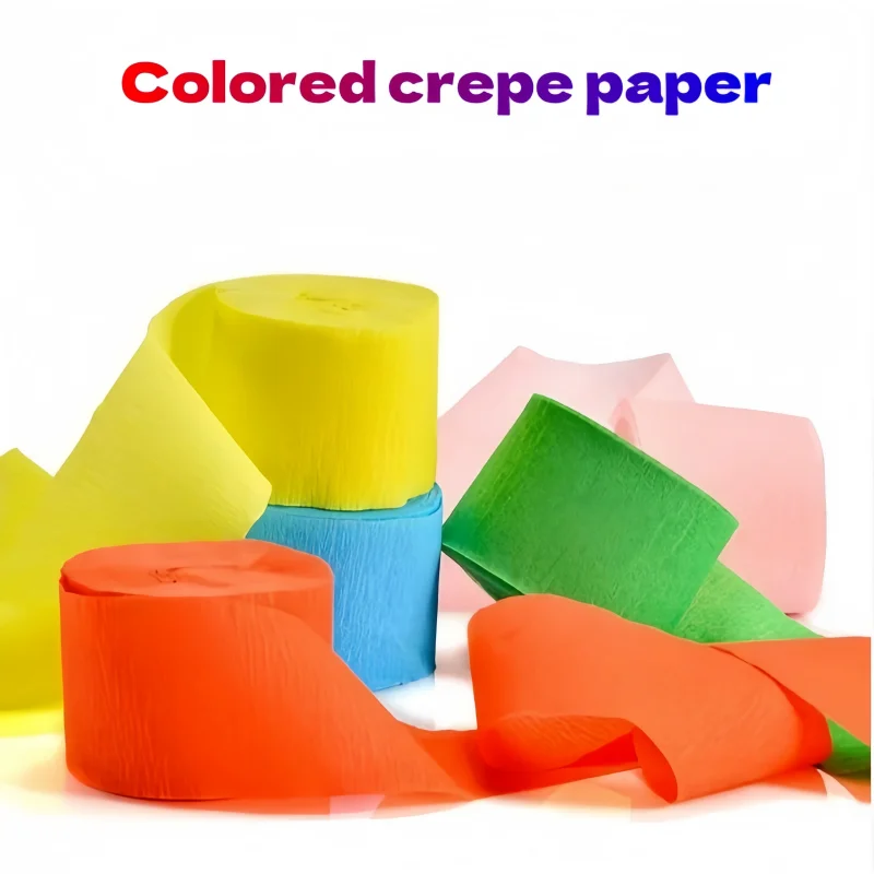 

1pcs 4.5cm*25m Colored crepe paper, birthday party background wall decoration, model airplane performance ribbon