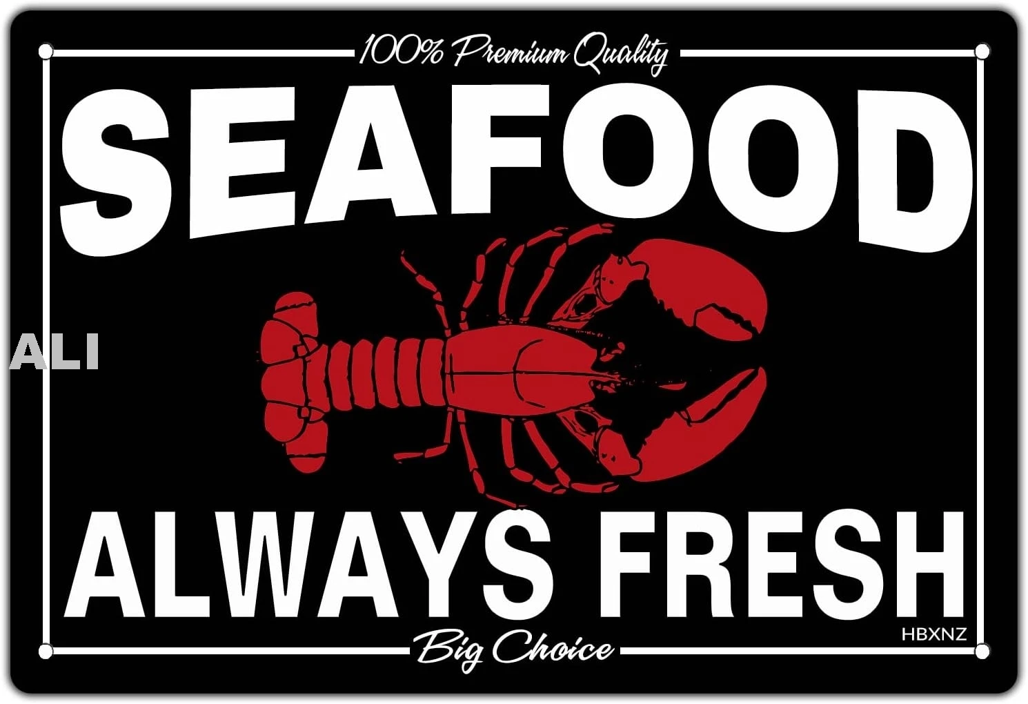 Vintage Fresh Live Lobster Seafood Metal Tin Sign for Home Kitchen Restaurant Shop Wall Decor Wall Plaques 8X12Inch 66 sign