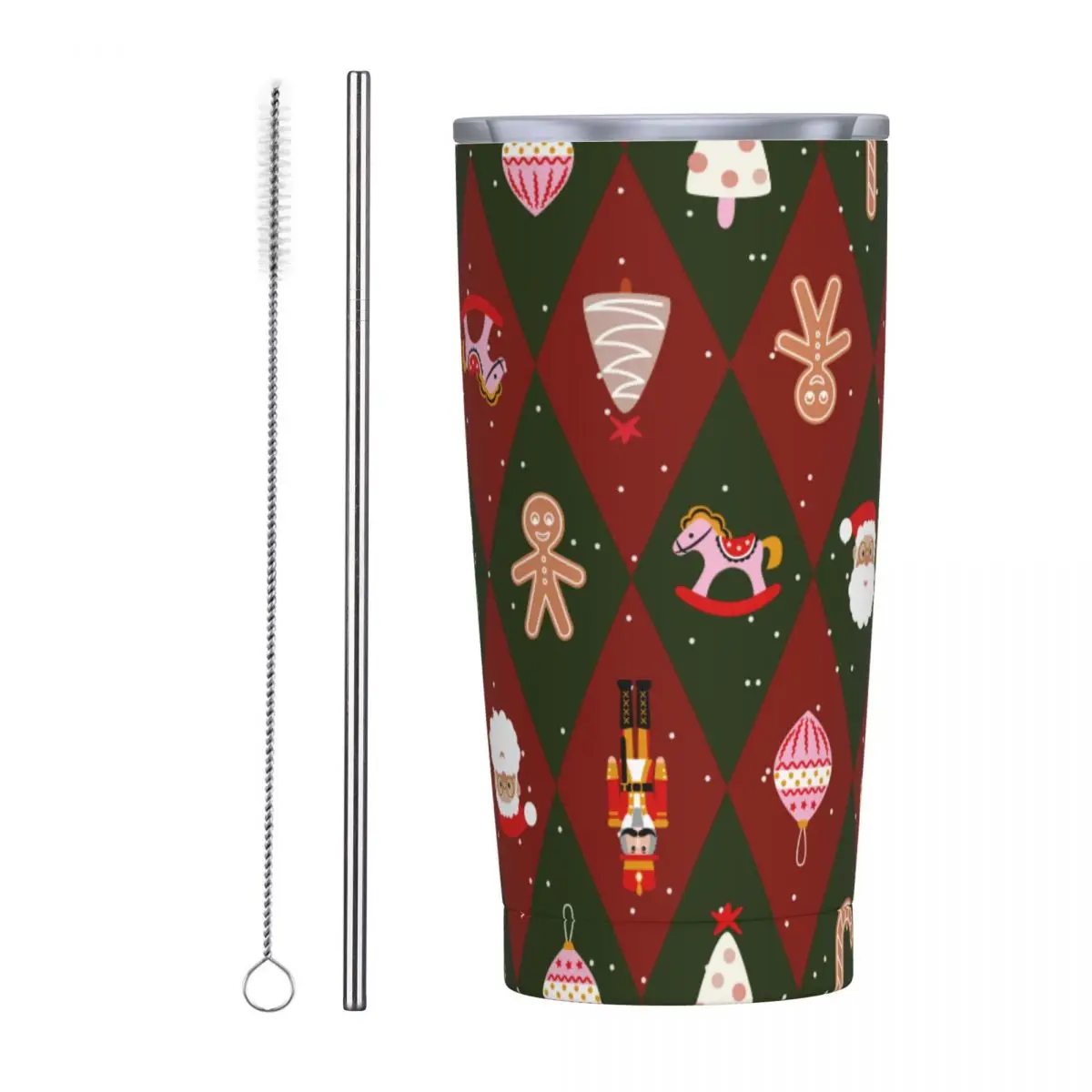 Merry Christmas Santa Nutcrackers Insulated Tumbler with Lid Xmas Ginger Toys Vacuum Thermal Mug Office Home Thermos Cups 20oz