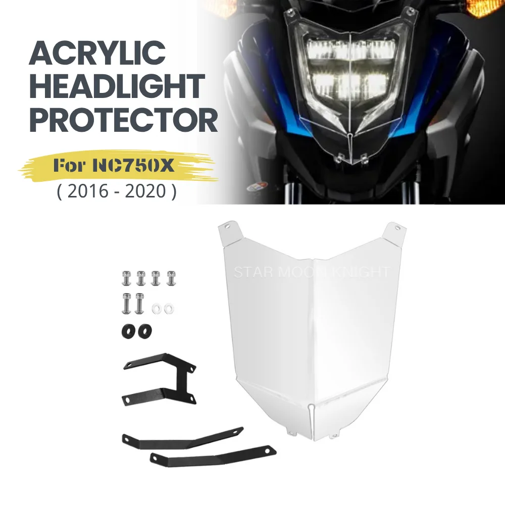 Acrylic For Honda NC750X NC 750 X 2016-2020 Motorcycle Headlight Protector Light Cover Protective Guard Accessories