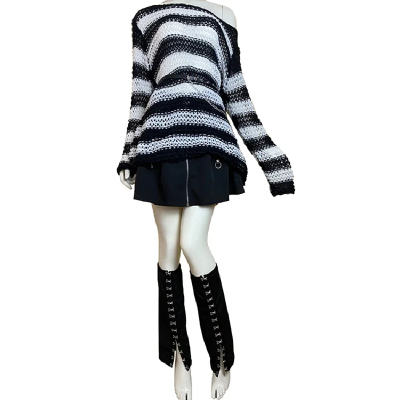 Women Black Punk Socks Street Chinese Buckle Slit Slim Leg Warmers Harajuku Casual Hosiery Gothic Accessories 2025 Spring Sumer