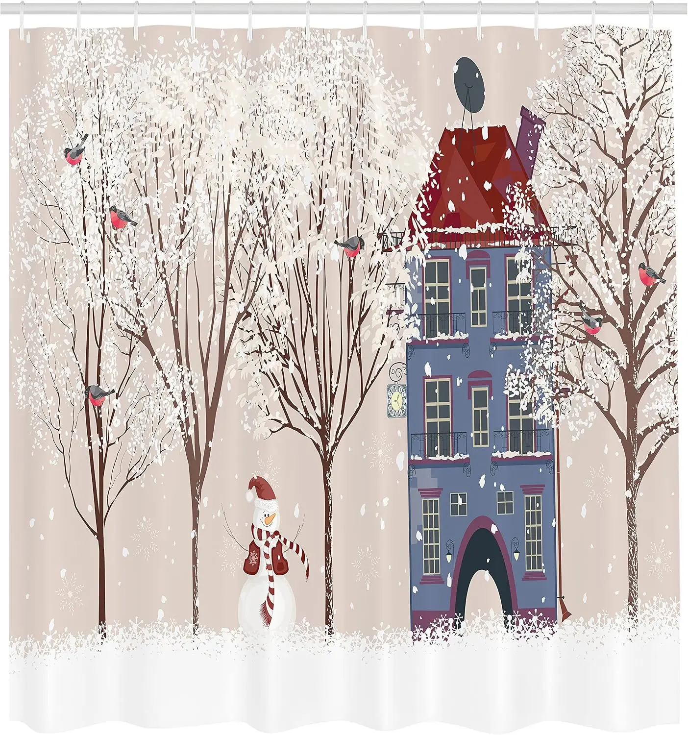 Whimsical Gingerbread House Shower Curtain Cute Cartoon Spring Bathroom Decor Seasonal Fantasy Waterproof Art for Home Shower Cu