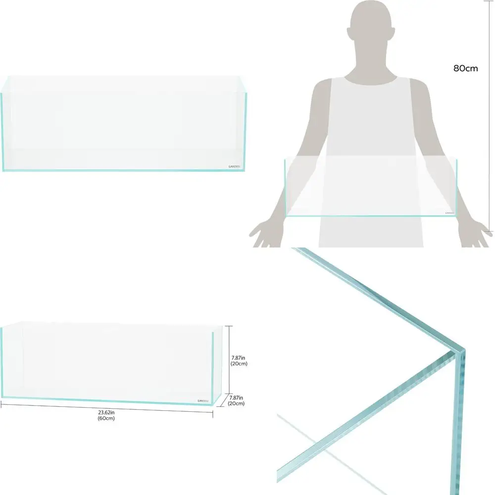 

60L Rimless Low Iron Aquarium, 5.8 Gallon Fish Tank, 60x20x20cm Dimensions, 5mm Thick Glass