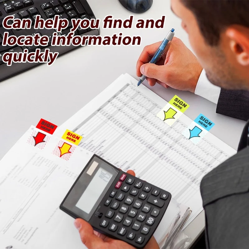 1000Pcs Sign Here Stickers,Labels Stickers Adhesive Sign Here Tabs Sign Post Here Flags For Home Office (4 Colors)