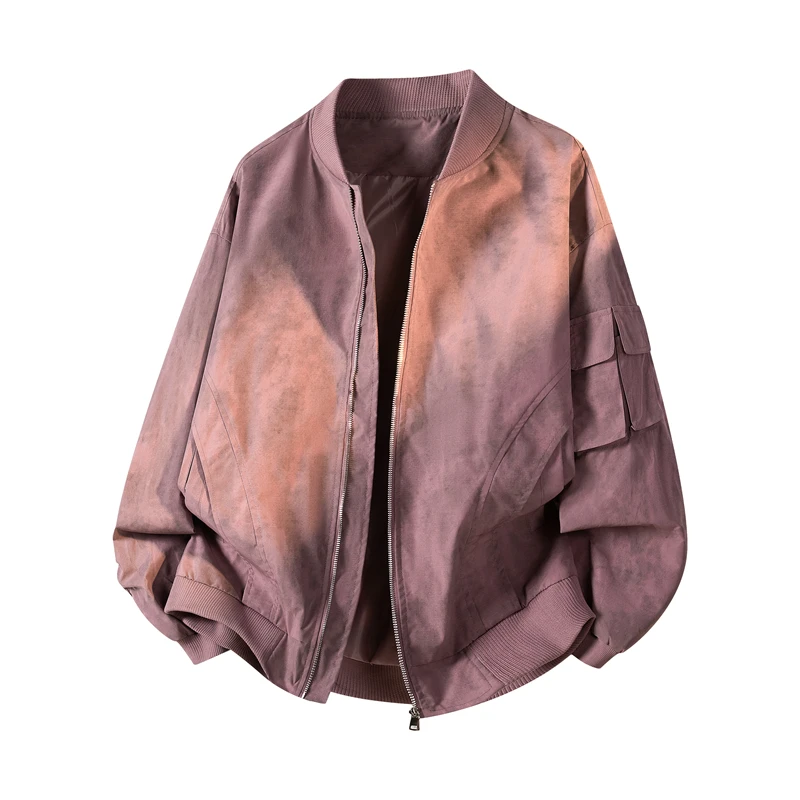 

Мужская свободная куртка-бомбер в американском стиле с бейсбольным воротником, повседневная верхняя одежда для активного отдыха, из полиэстера, весна-осень