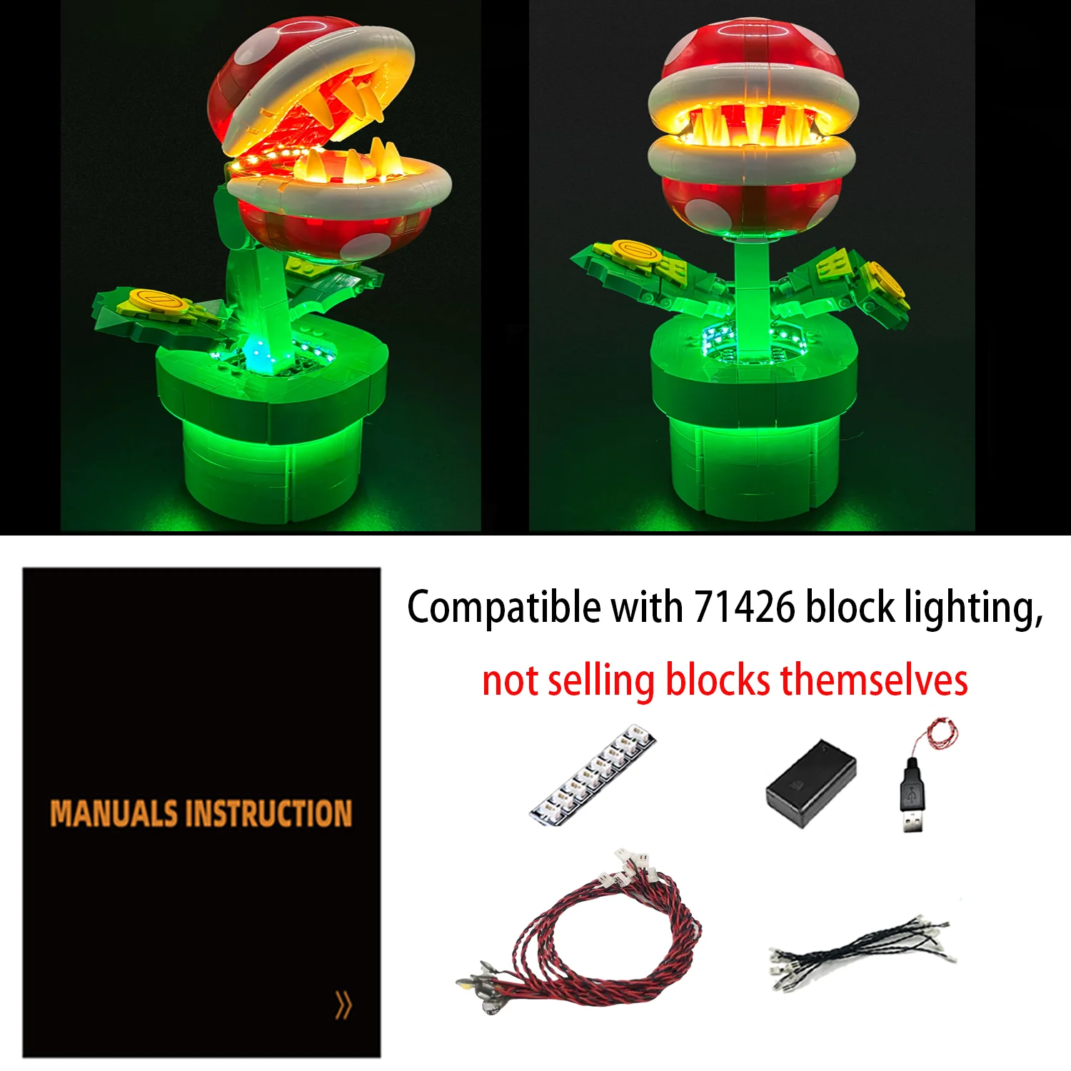 

Набор светодиодных фонарей LYBMTWF 71426, подходящий для строительных блоков Piranha Plant (только включая осветительные аксессуары)