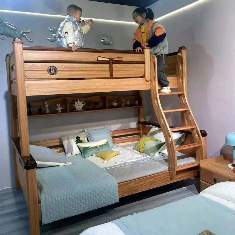 Camas superiores e inferiores de madera maciza para niños con sándalo rojo ancho, camas para madres y niños, literas de fábrica stagg