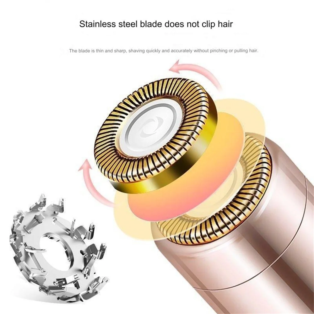 Women Epilator Shaver Electric Eyebrow Trimming USB Charging Fast Hair Removal Gentle Waterproof Beauty Tool