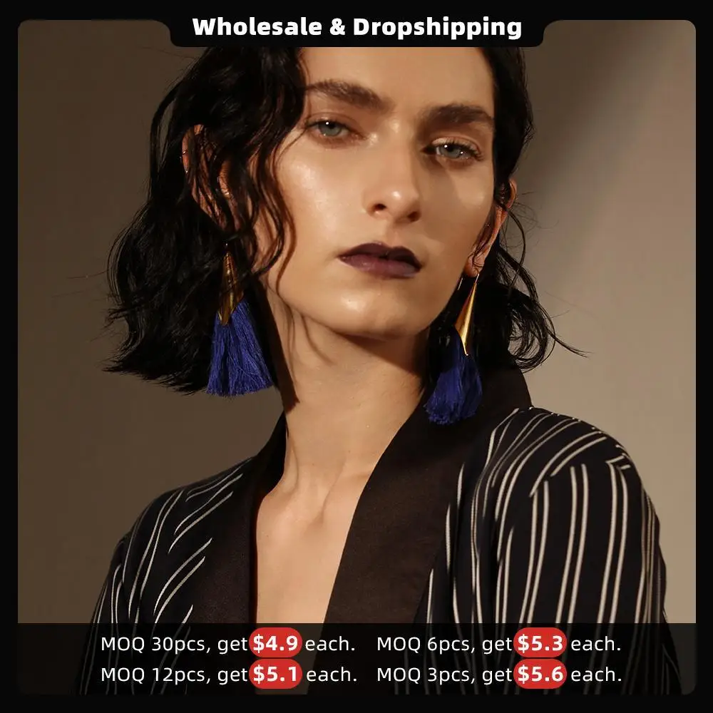 Enfashion Tassels Dangle Earrings Stainless steel Colorful fringe Long Drop Earrings For Women Trendy Earrings Jewelry EEF1013