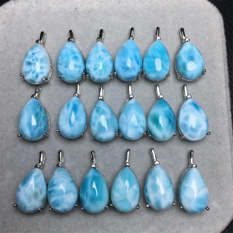 

S925 Natural Larimar Teardrop Pendant Crystals And Stones For Women Jewelry Healing Home Decoration Accessories 1pcs