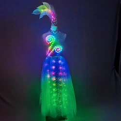 Oriental Dance LED Costume Carnival In Group Sexy Opening Dance Luminous Dress Carnival Stage Wear Holiday Performance Suit