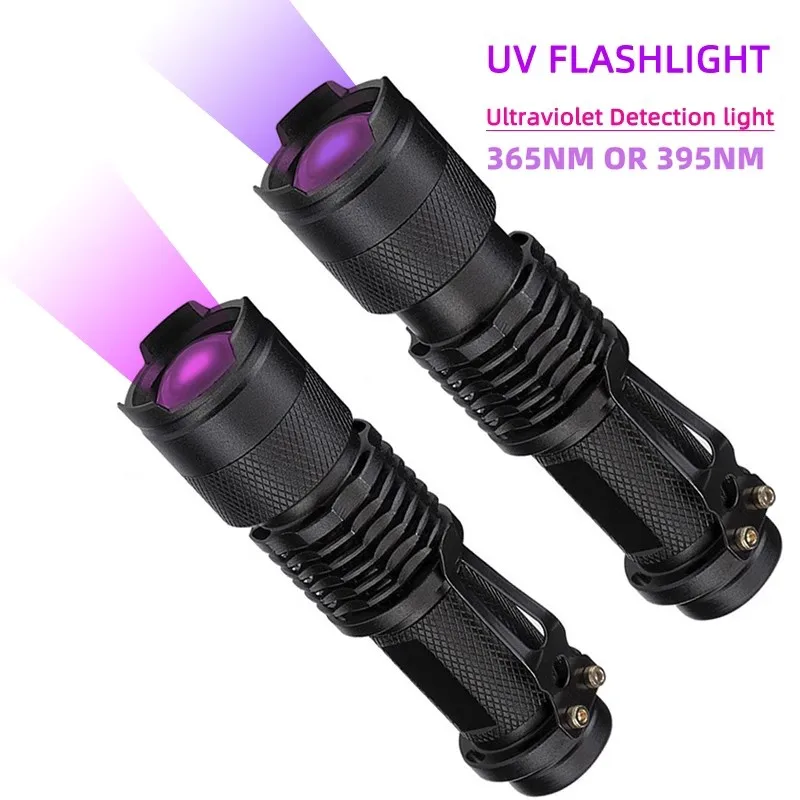 

4 color LED small tactical flashlight Red green blue white light can be scaled mobile power purple light for tracking fishing