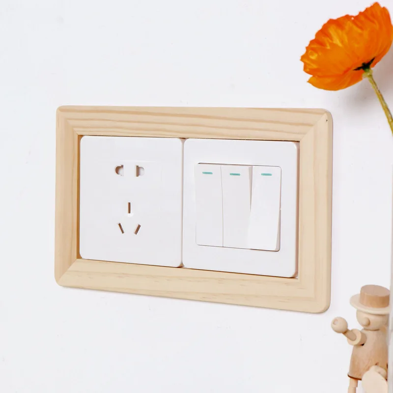 

Solid Wood Switch Stickers Decorative Wall Stickers Socket Protectors Wall Decorative Frame Light Switch Panel Protectors