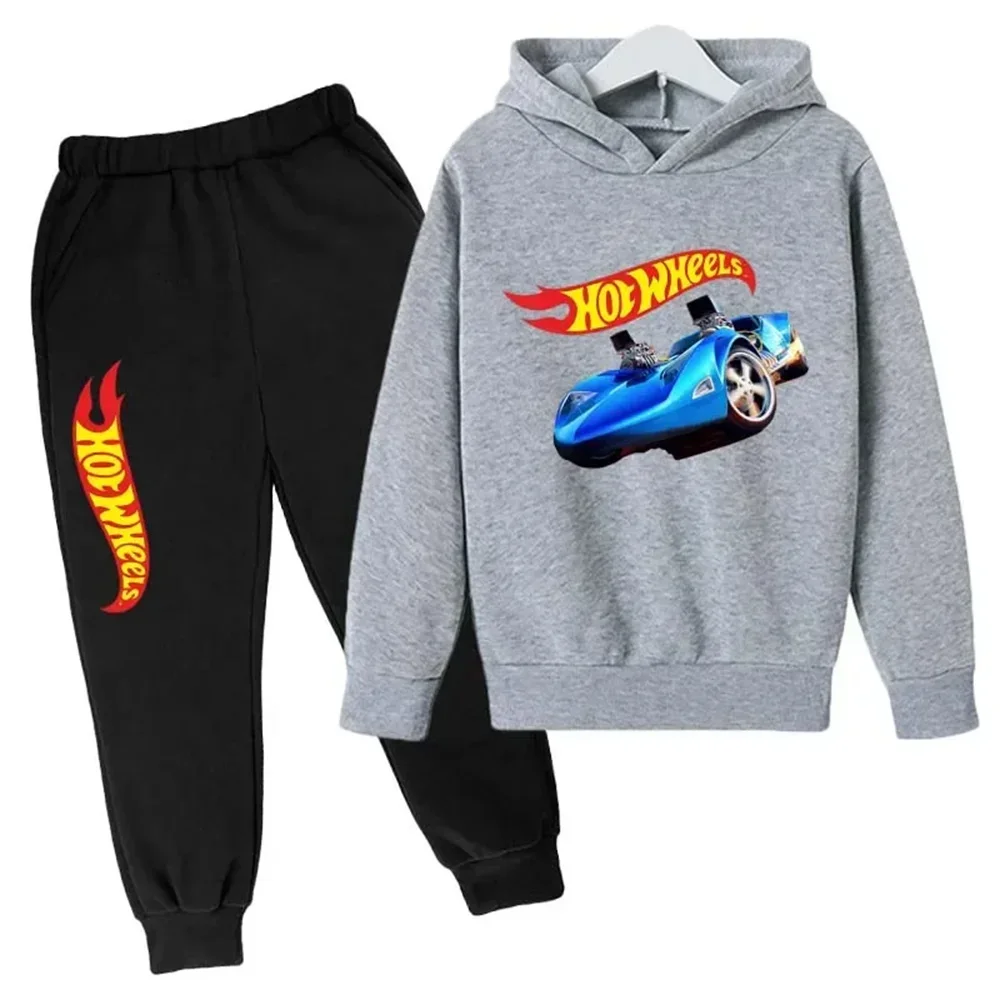

2025 Hot Wheels Kids Spring Autumn Casual Tracksuits 3-13 Years Boys Girls Pullover Hoodie+Pants Suits Children Clothes Sets
