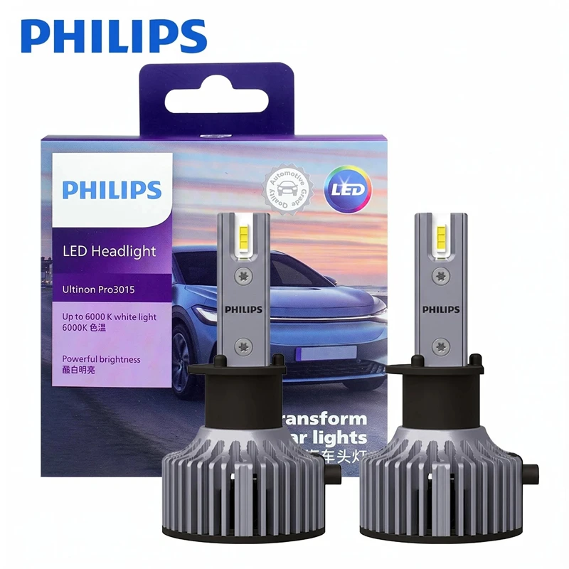 Image of Philips LED H1 Ultinon Pro3015 12V/24V 6000K hellweiße Autoscheinwerfer-LED-Lampen, 2x