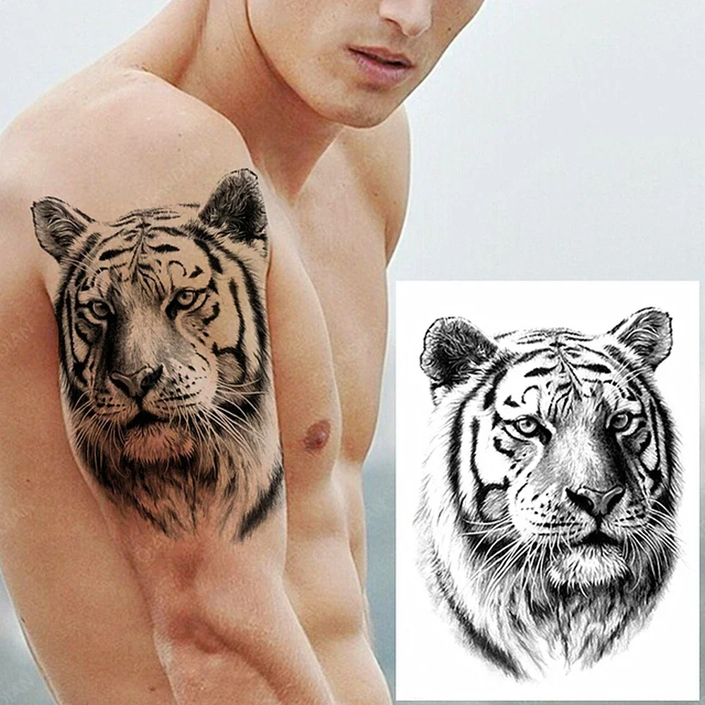 Wholesales 100Pcs Waterproof Temporary Tattoo Sticker Tiger Lion Wolf Forest Flower  Body Arm Art Fake Tattoos for woman/man