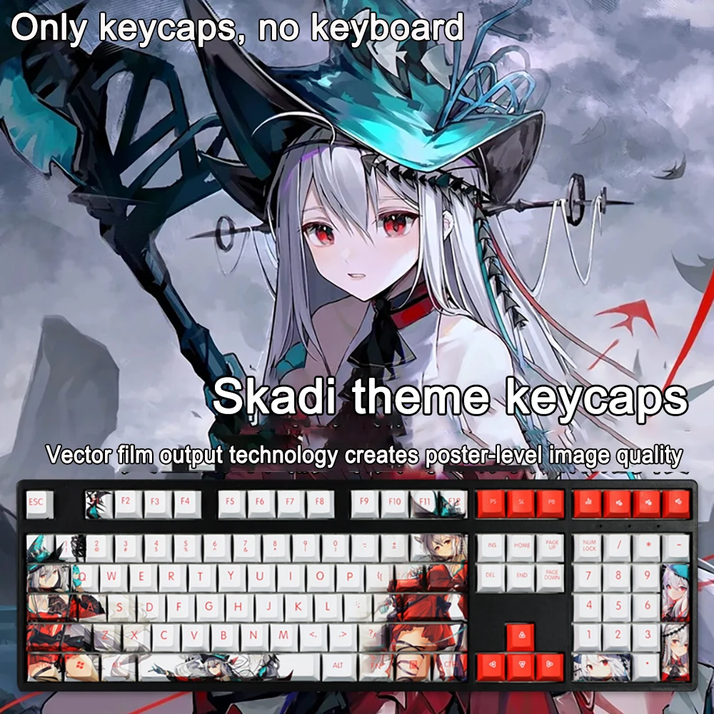 108 kunci/set Arknights Keycaps PBT Dye Subbed Weedy debu Ines Keycap Cherry Anime kartun Gaming topi kunci untuk ANSI 61 104 108