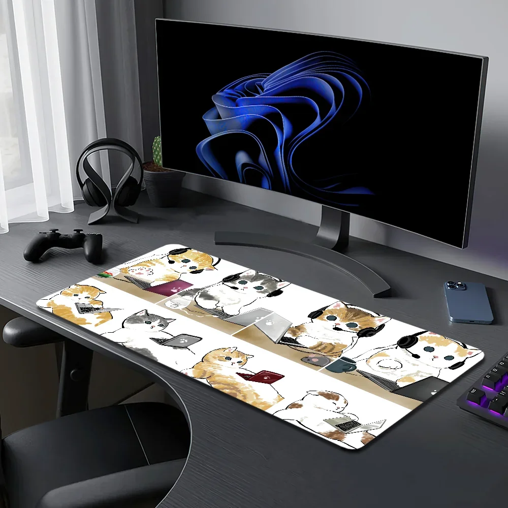 Mofusand لطيف للكمبيوتر الشخصي كبير ماوس مكتب الألعاب ماوس الوسادة مخيط حواف قاعدة ممتدة