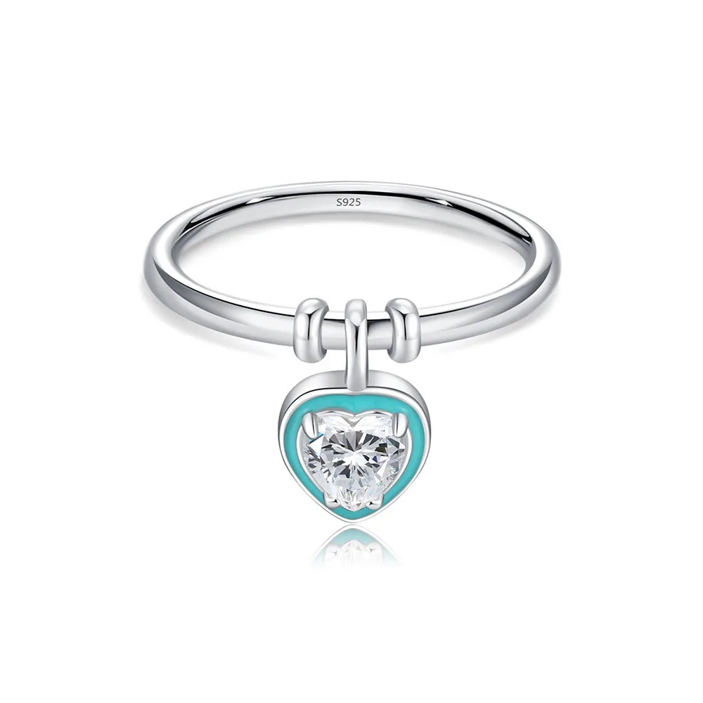 

Apexelle Brand Luxury Jewelry 925 Sterling Silver Rings For Women Sweet Heart Shaped Pendant Ring Fashion Jewelry
