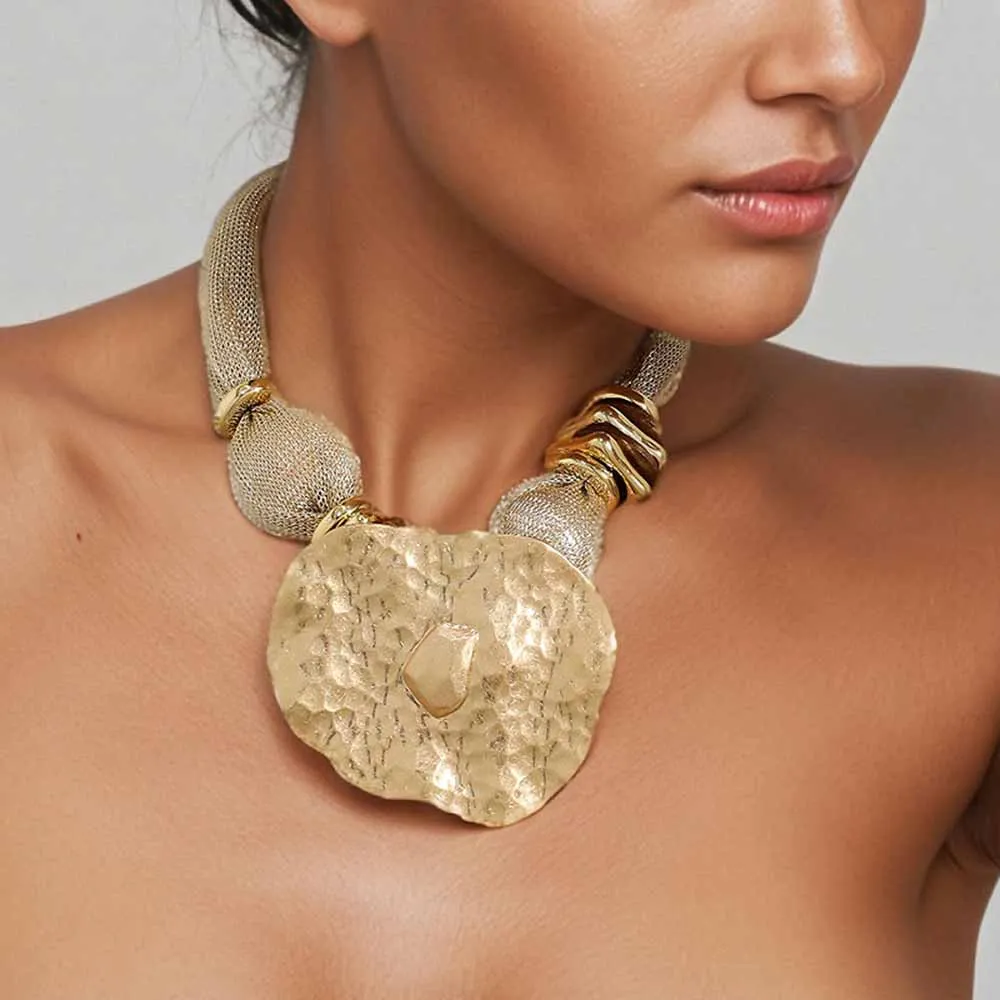 Aussage Retro-Stil übertriebene Halskette Geometrie Anhänger für Frauen Mädchen Hochzeit Party Schmuck