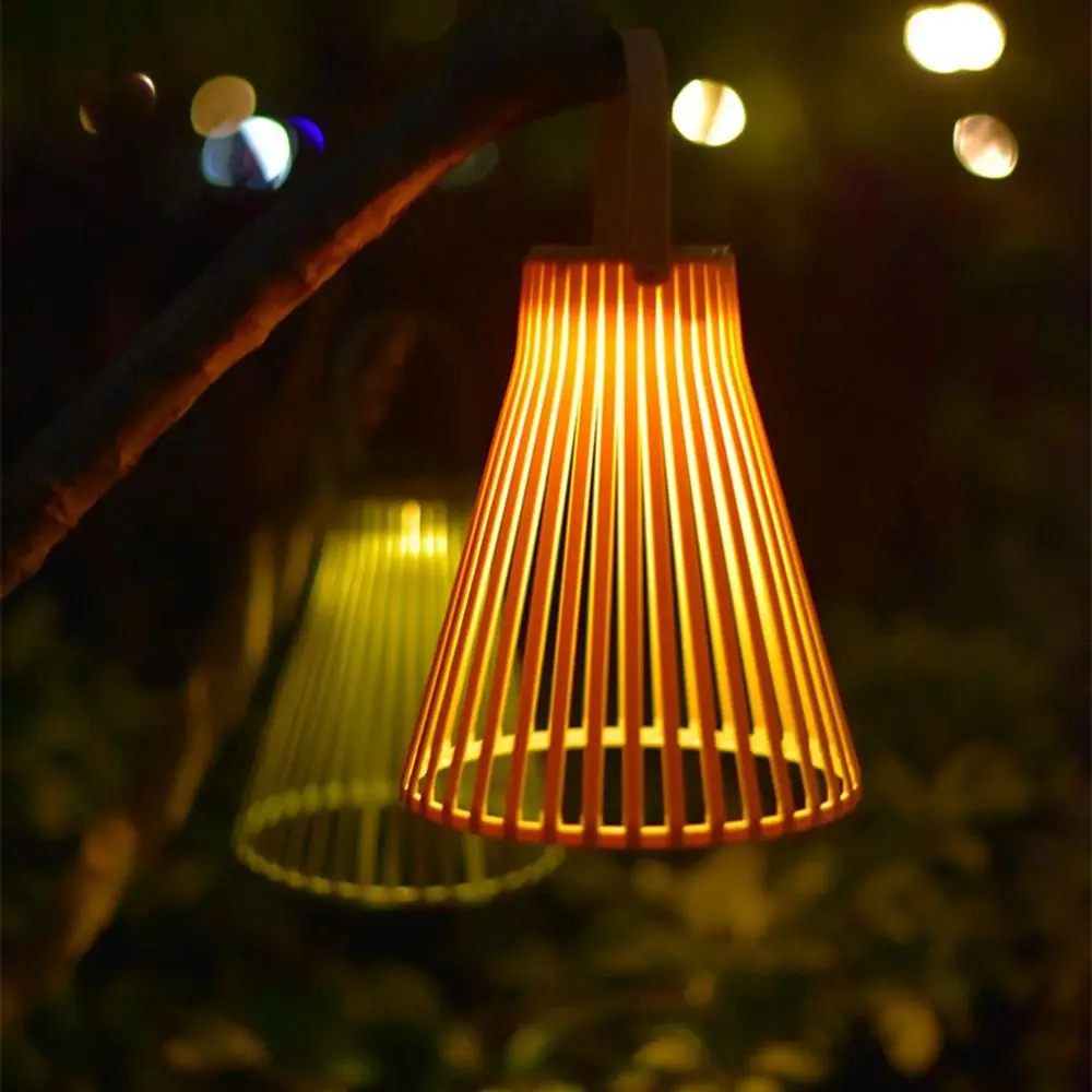 Lámparas solares Retro de decoración, lámpara colgante de ambiente hecha a mano, farol decorativo tejido de bambú impermeable para jardín